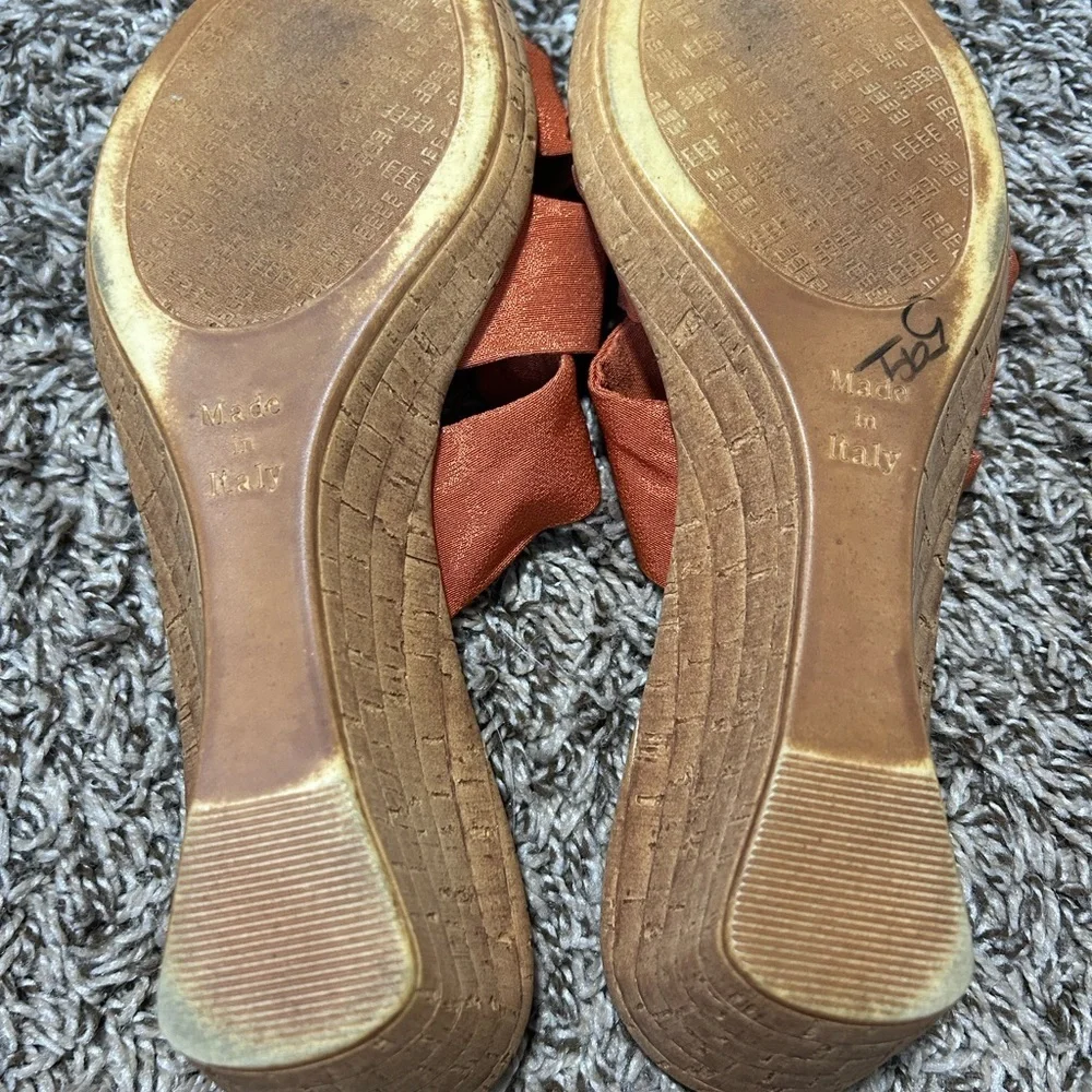 Italian Shoemakers Orange Brown Sandals with Knotted Design
